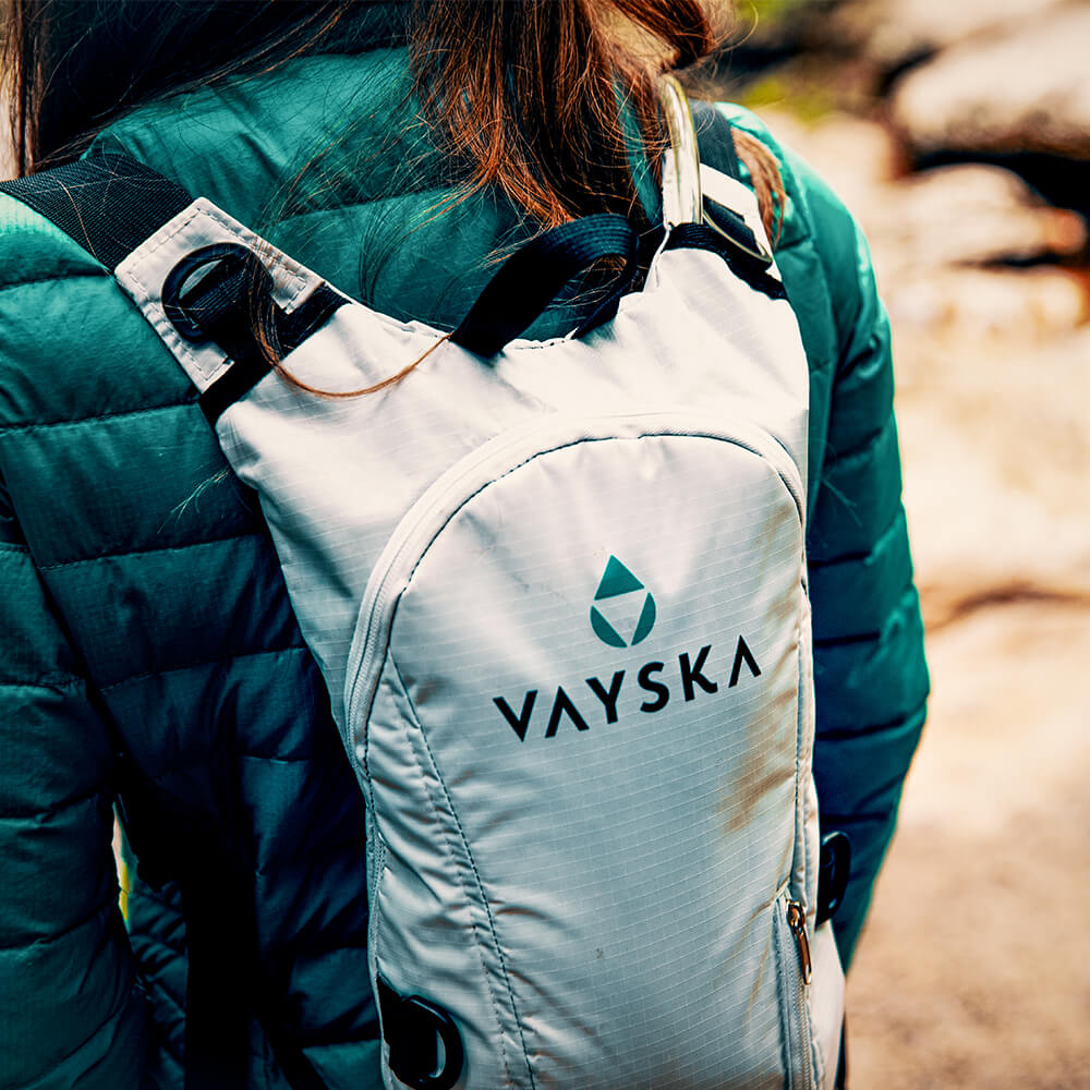 A dirty Vayska hydration pack. It has seen the top of high peaks in the Rockies and been through a hot day on the Appalachian Trail. On those hot days, a cold, flavored drink really hits the spot and allows you to keep churning out the miles. 